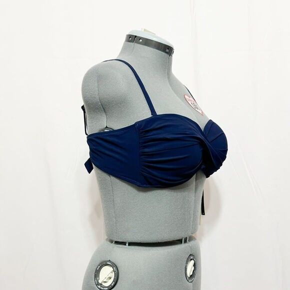 Profile by Gottex NWT Sz 8 Navy Tutti Frutti Bandeau Swim Top - Picture 9 of 10